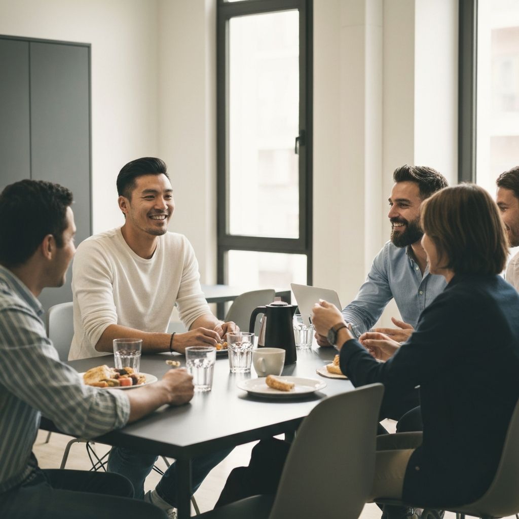 Colleghi durante la pausa pranzo